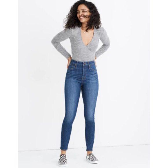 Madewell Denim - Madewell Curvy High-Rise Skinny Jeans Cotton Stretch Denim Blue Moreaux Wash 27